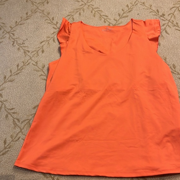 NWT bright coral Eleven Tennis Hummingbird Tank Top with Ruffle Sleeves XL - Picture 2 of 6